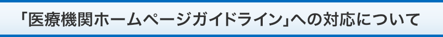 「医療機関ホームページガイドライン」への対応について